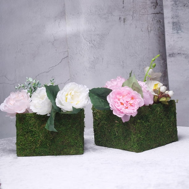 4 pcs 6"x6" Green Natural Moss Square Planter Boxes Wedding Party Decorations 